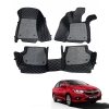 Honda City 2020 Premium Diamond Pattern 7D Car Floor Mats (Set of 3, Black & Beige)