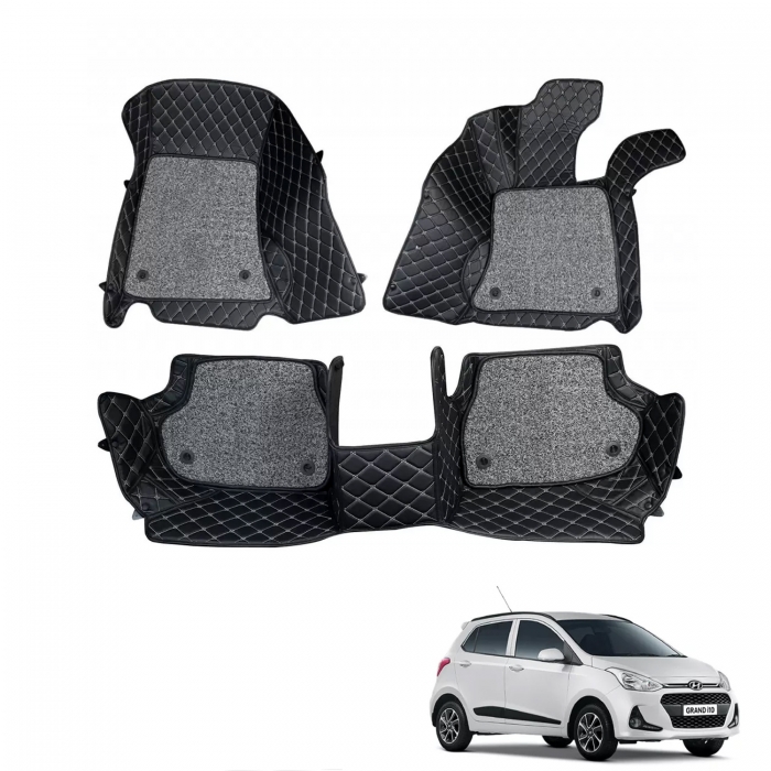 Hyundai Grand i10 Premium Diamond Pattern 7D Car Floor Mats (Set of 3, Black & Beige) Hyundai Grand i10 Premium Diamond Pattern 7D Car Floor Mats (Set of 3, Black & Beige)