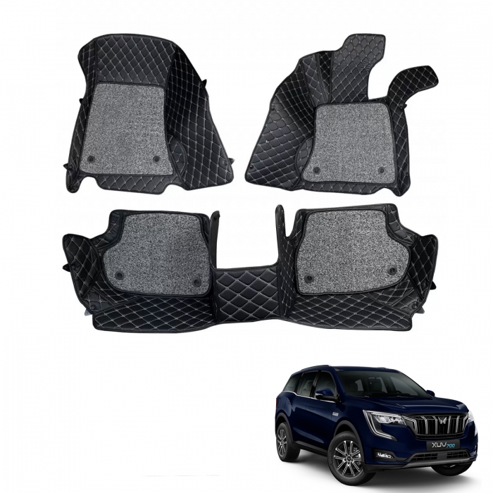 Mahindra Xuv 700 Premium Diamond Pattern 7D Car Floor Mats (Set of 4, Black and Beige) Mahindra Xuv 700 Premium Diamond Pattern 7D Car Floor Mats (Set of 4, Black and Beige)