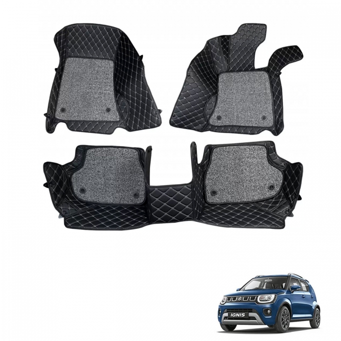 Maruti Suzuki Ignis Premium Diamond Pattern 7D Car Floor Mats (Set of 3, Black and Beige) Maruti Suzuki Ignis Premium Diamond Pattern 7D Car Floor Mats (Set of 3, Black and Beige)