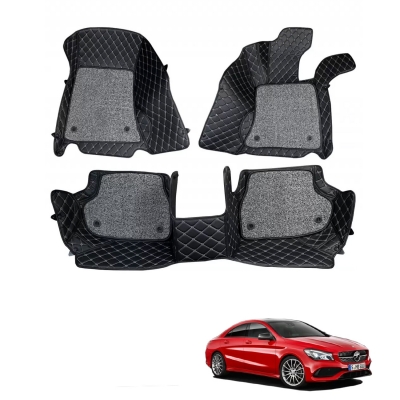 7D Luxury Car Floor Mat for Mercedes CLA 200 Class (Black & Beige)  7D Luxury Car Floor Mat for Mercedes CLA 200 Class (Black & Beige)