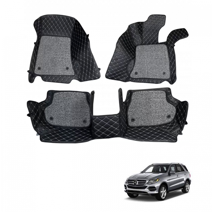 Mercedes GLE 2017 Premium Diamond Pattern 7D Car Floor Mats (Set of 3, Black and Beige) Mercedes GLE 2017 Premium Diamond Pattern 7D Car Floor Mats (Set of 3, Black and Beige)