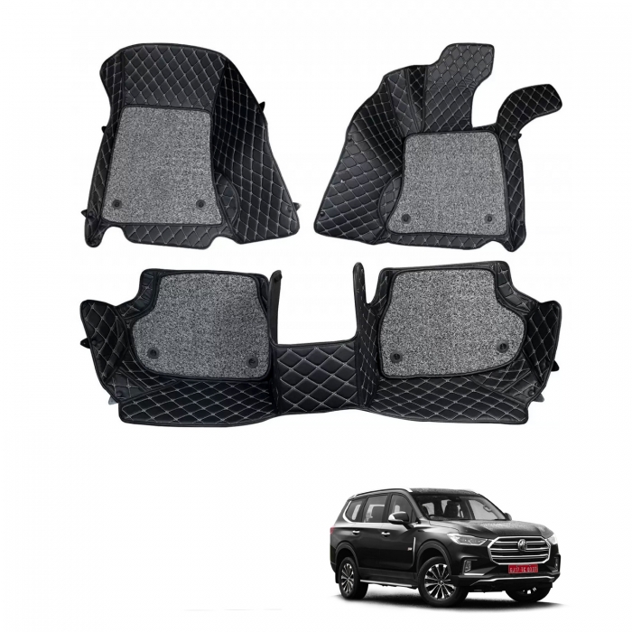 MG Gloster Premium Diamond Pattern 7D Car Floor Mats (Set of 4, Black) MG Gloster Premium Diamond Pattern 7D Car Floor Mats (Set of 4, Black)