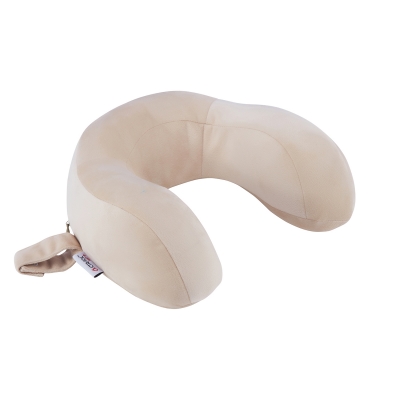 Orthopedic Travel Pillow Velvet Finish - Beige Color