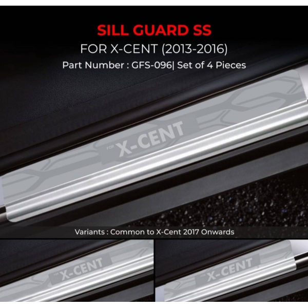 Galio Hyundai Xcent 2014 Onwards Satinless Steel Sill Plate Guards 
