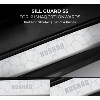 Galio Skoda Kushaq 2021 Onwards Satinless Steel Sill Plate Guards  Galio Skoda Kushaq 2021 Onwards Satinless Steel Sill Plate Guards