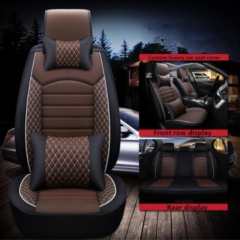 MG Gloster PU Leatherette Luxury Car Seat Cover With Pillow and Neck Rest  (Coffee & Black)