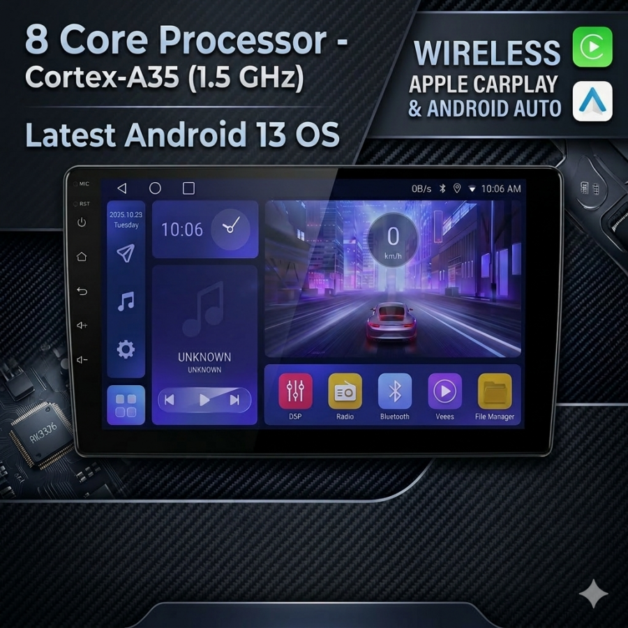 9 Inch Android Car Stereo for Tata Bolt | 4GB RAM 64GB | Wireless CarPlay & Android Auto | 8 Core Processor| DSP | 360 Camera & 4G Option