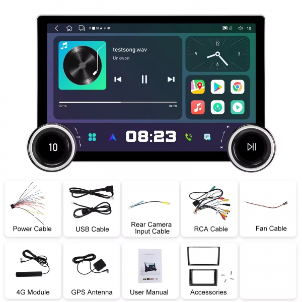 Diamond 2K 11.8 Inches Car Android Stereo Music System Player With 360 Camera (6GB + 128GB)