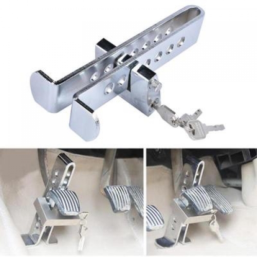 Universal Stainless Steel Pedal Lock Rod or for Brake Clutch Throttle Adjustable Anti Theft Security Lock System for All Cars, SUVs and Truck