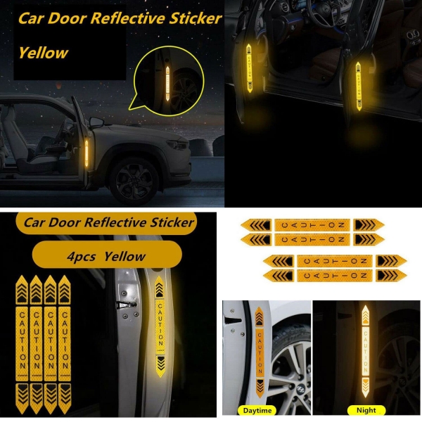 Car Door Caution Open Sticker Reflective Tape Safety Super Reflective Car Door Edge Bumper Body Warning Stickers Safety Sign Stickers