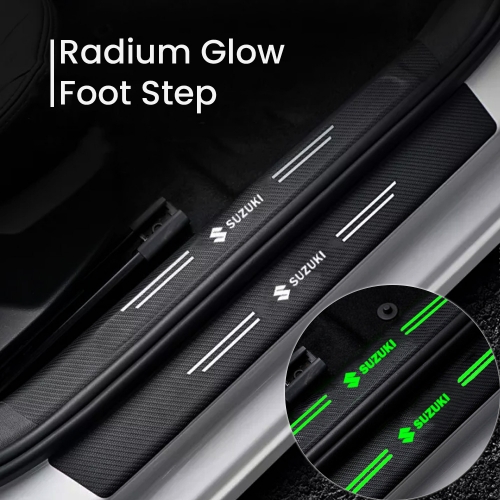 Car Door Radium Night Logo Glow Sill Plate Door Guard  Pad  Stickers for Maruti Suzuki (Set of 4Pcs.)