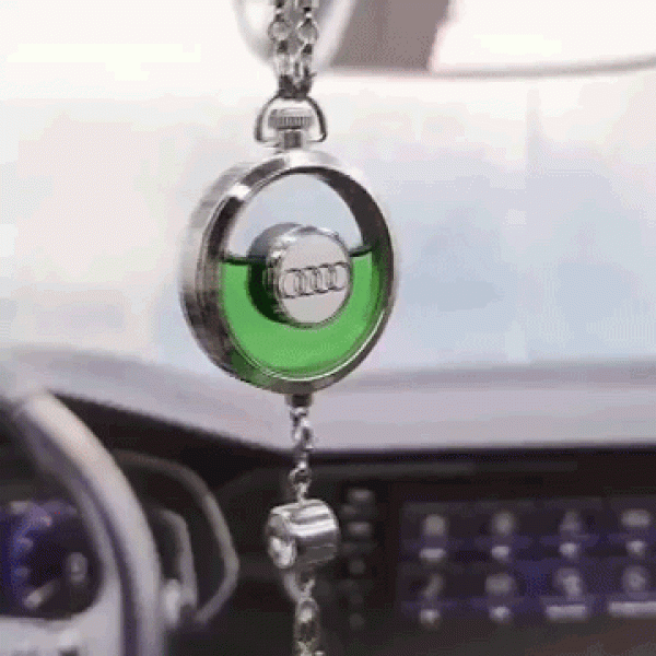 Original Car Rearview Mirror Metal Tassel and Crystal Inlay Logo Pendant Hanging Air Freshener