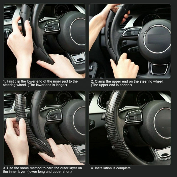 Steering Wheel Anti-skid Sleeve Cover For All Car in Carbon Graphite Texture