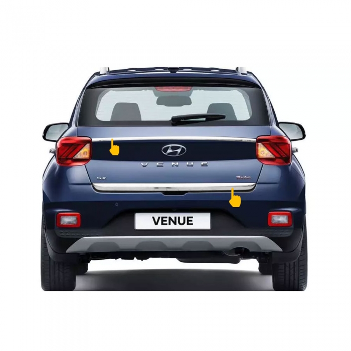 Hyundai Venue Complete Rear Diggy Trunk Steamer Chrome Garnish (Set of 2Pcs.) Hyundai Venue Complete Rear Diggy Trunk Steamer Chrome Garnish (Set of 2Pcs.)