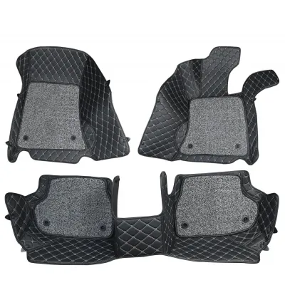 Hyundai Alcazar Premium Diamond Pattern 7D Car Floor Mats (Set of 3, Black)