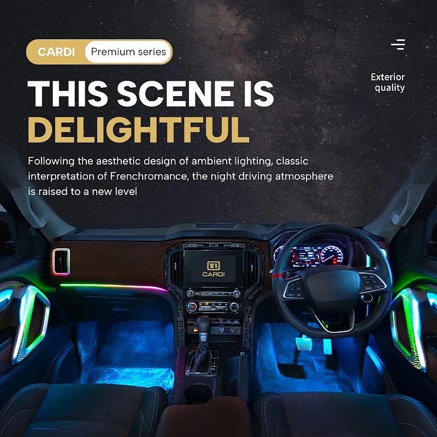 Cardi K4 OEM Ambient Lights with Black Panel for Mahindra Scorpio N 2022 Onwards - 18 Pieces