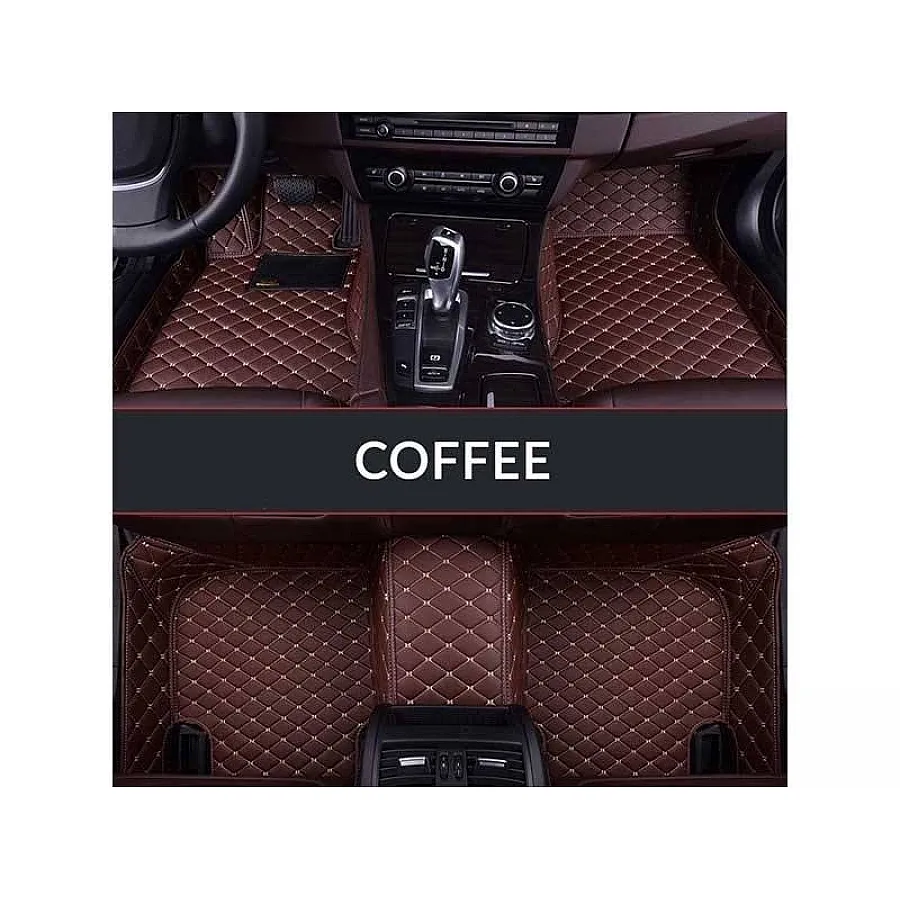 Maruti New Ertiga 2018 Premium Diamond Pattern 7D Car Floor Mats (Set of 3, Black and Beige)