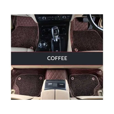 Ford New Endeavour Premium Diamond Pattern 7D Car Floor Mats (Set of 3, Coffee)