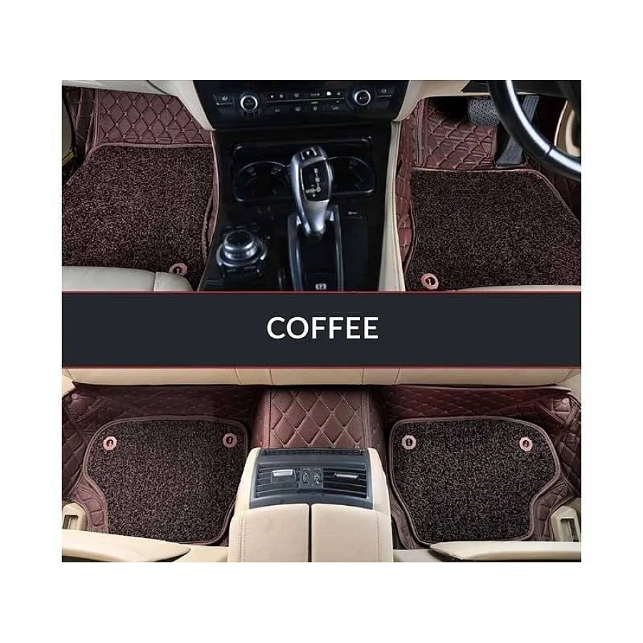 Maruti New Ertiga 2018 Premium Diamond Pattern 7D Car Floor Mats (Set of 3, Black and Beige)