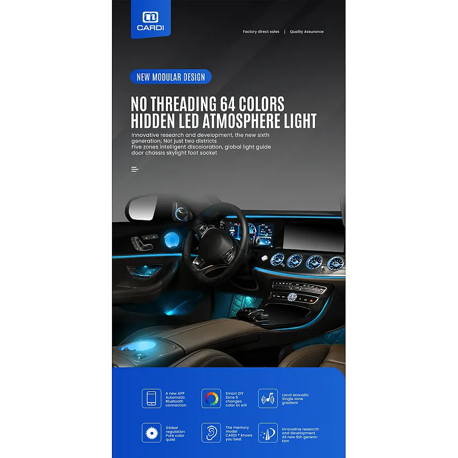 Cardi K3 Active Ultra Ambient RGB LED Interior Lights - 6 Pieces