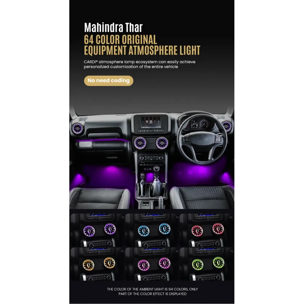 CARDI K3 AC Vent Ambient Light for Mahindra Thar Roxx 2024 Onwards