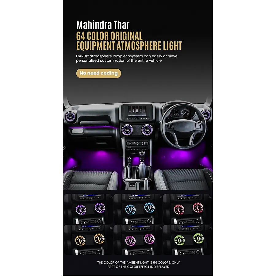 CARDI K3 AC Vent Ambient Light for Mahindra Thar 2020 Onwards