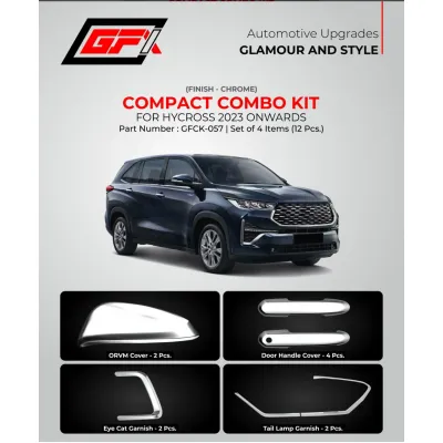 GFX Toyota Hycross 2023 Onwards Exterior Chrome Show Kit Combo (Set 12 Pcs.) GFX Toyota Hycross 2023 Onwards Exterior Chrome Show Kit Combo (Set 12 Pcs.)
