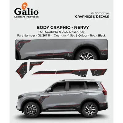 Galio Body Graphics Decal Nervy for Mahindra Scorpio N 2022 Onwards Galio Body Graphics Decal Nervy for Mahindra Scorpio N 2022 Onwards