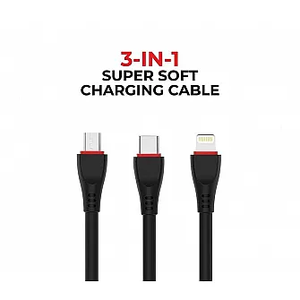 GFX 3 in 1 USB Mobile Charging Cable C-Type, B-Type and Lightning