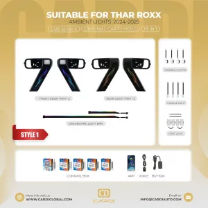 Cardi K4 Mahindra ROXX  2024 Onwards Top Model OEM Type Ambient Atmosphere Interior LED Lights - 18 Pieces