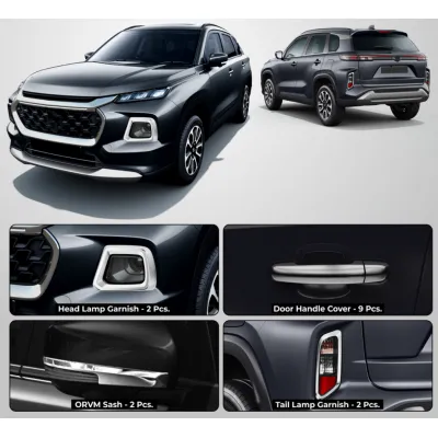 GFX Maruti Suzuki Grand Vitara 2022 Onwards Exterior Combo Chrome Show Kit - Set 15 Pcs. GFX Maruti Suzuki Grand Vitara 2022 Onwards Exterior Combo Chrome Show Kit - Set 15 Pcs.