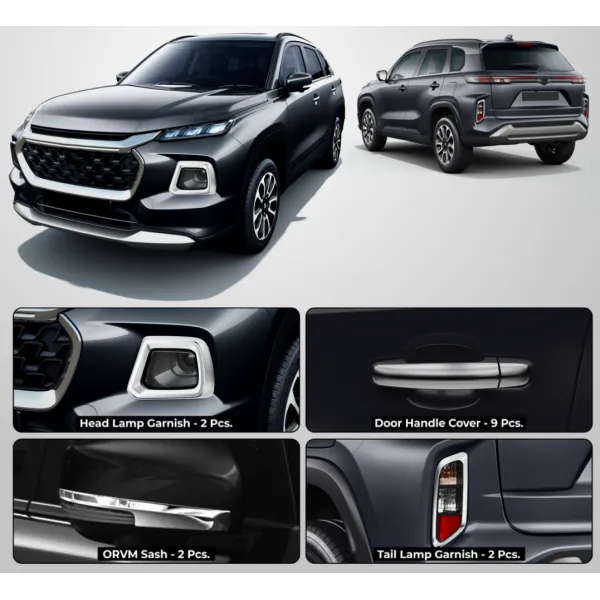GFX Maruti Suzuki Grand Vitara 2022 Onwards Exterior Combo Chrome Show Kit - Set 15 Pcs.
