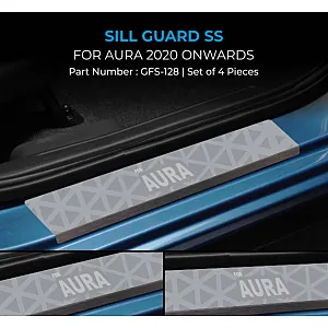 Galio Stainless Steel Door Sill Guards for Hyundai Aura 2020 Onwards