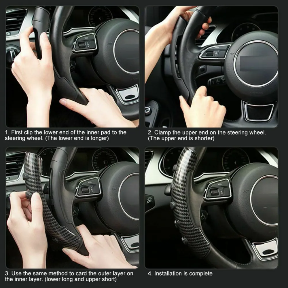 Steering Wheel Anti-skid Sleeve Cover For All Car in Carbon Graphite Texture