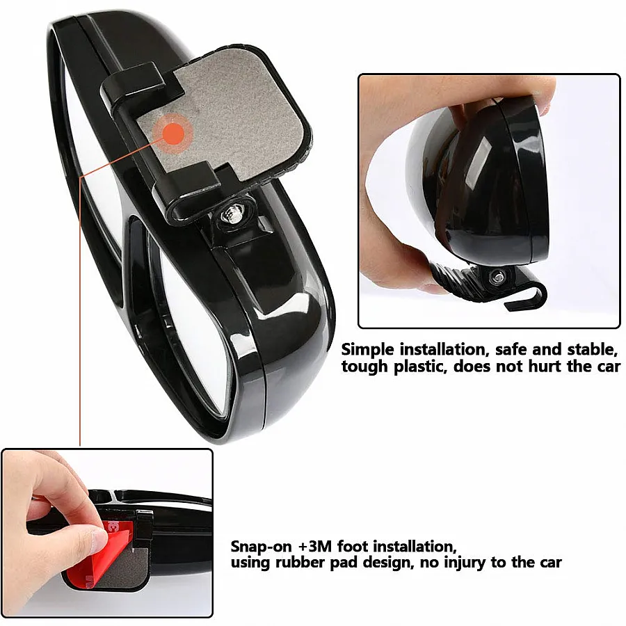 3R Wide Angle Side Rear View Blind Spot Mirror For All Cars - Set Of 2