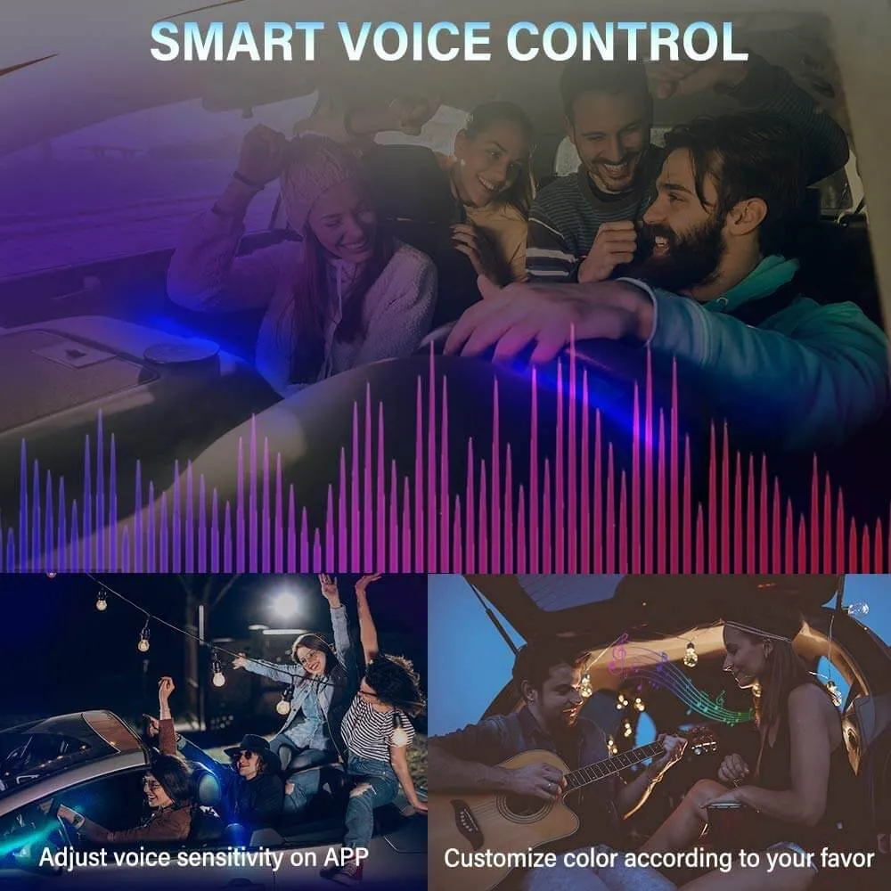 Multicolor Car Atmosphere Ambient Wireless Bluetooth Lighting Kit With Remote