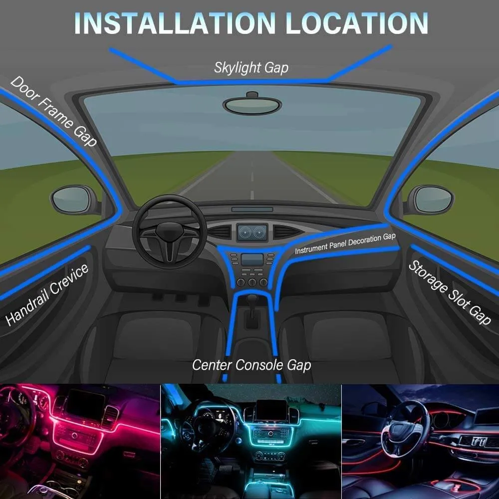 Multicolor Car Atmosphere Ambient Wireless Bluetooth Lighting Kit With Remote
