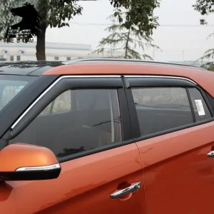 Hyundai Creta 2015-2018 Car Window Door Visor with Chrome Line (Set Of 4 Pcs.)