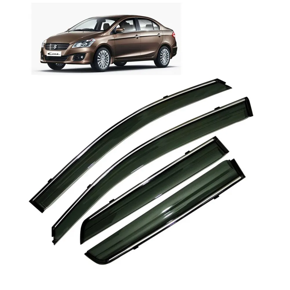 Maruti Ciaz Car Window Door Visor with Chrome Line (Set Of 4Pcs.)