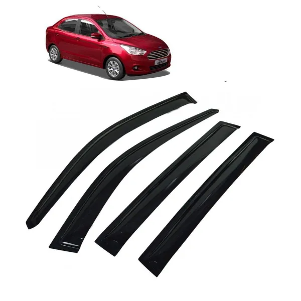 Car Window Door Visor For Ford Figo Aspire Set Of 4 (Black)