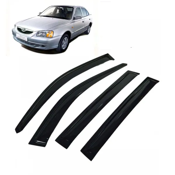 Car Window Door Visor For Hyundai Accent Set Of 4 (Black) Car Window Door Visor For Hyundai Accent Set Of 4 (Black)