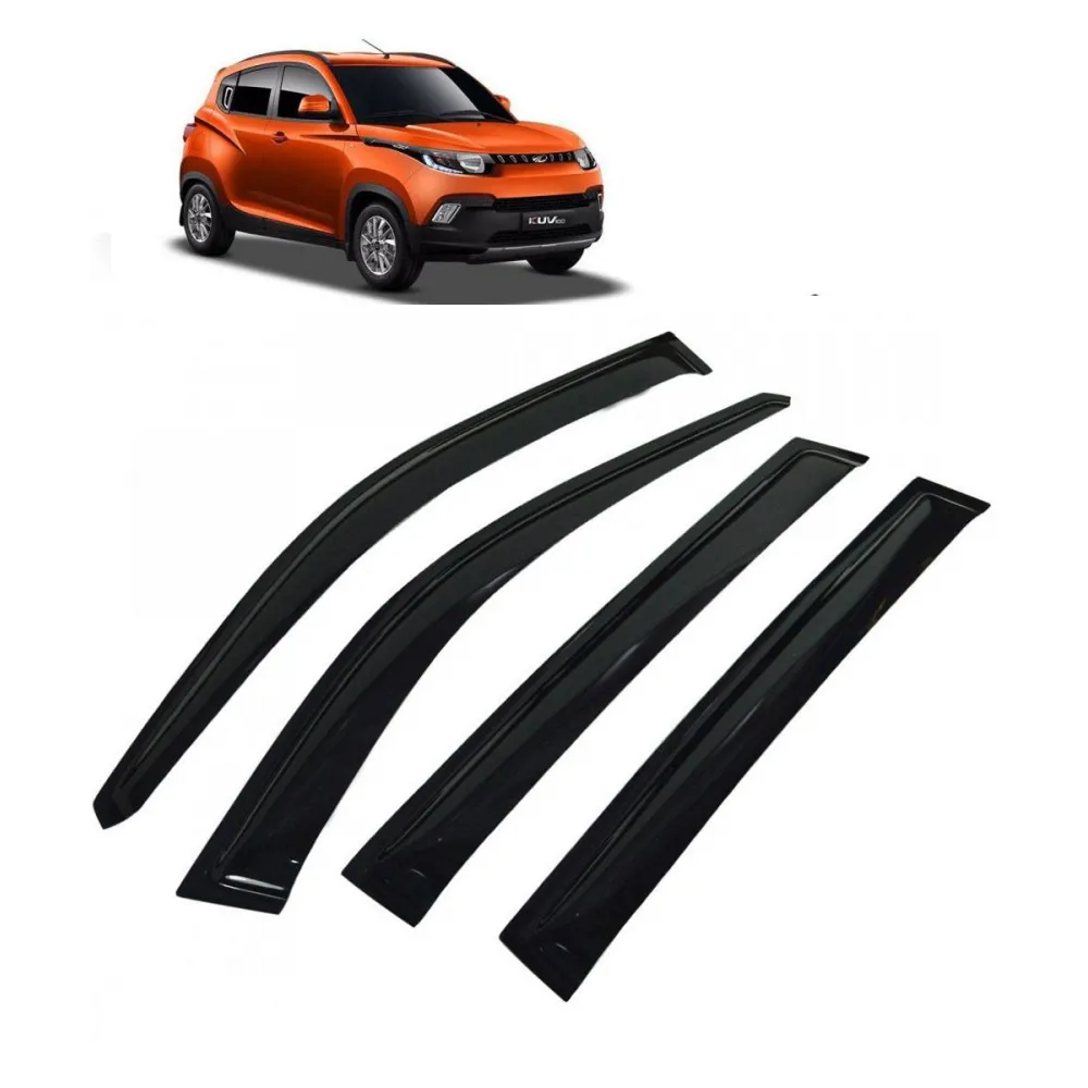Car Window Door Visor For Mahindra KUV 100 Set Of 4 (Black)