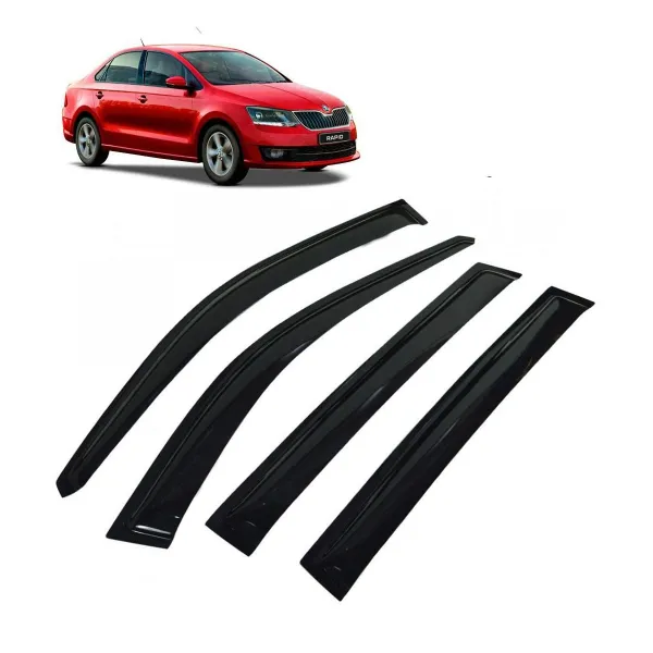 Car Window Door Visor For Skoda Rapid Set Of 4 (Black) Car Window Door Visor For Skoda Rapid Set Of 4 (Black)