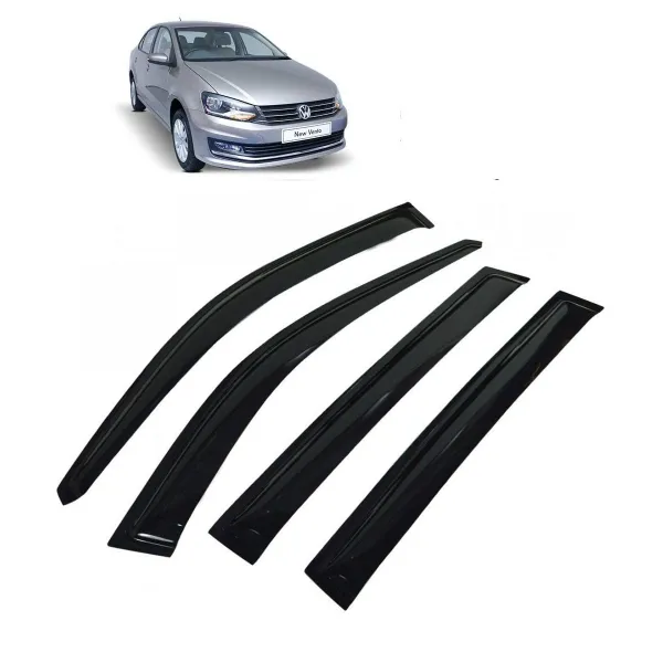 Car Window Door Visor For Volkswagen Vento Set Of 4 (Black)