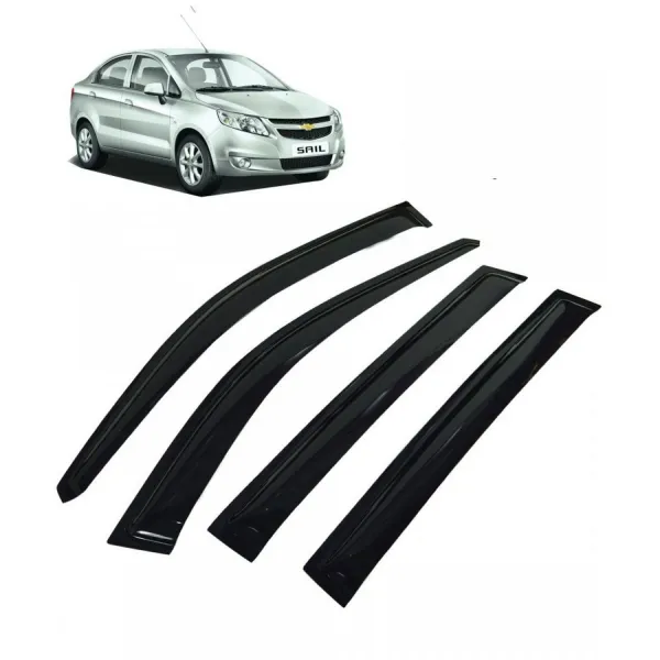 Car Window Door Visor For Chevrolet Sail Sedan Set Of 4 (Black)