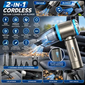 Blaupunkt VC 6006 PRO 2-in-1 Cordless Car Vacuum Cleaner & Air Blower