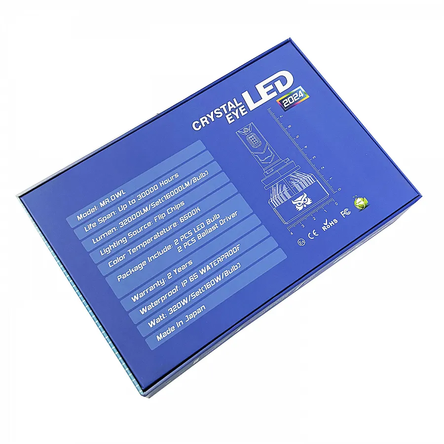Crystal Eye 320W Car H7 LED Headlight Bulbs 6500K