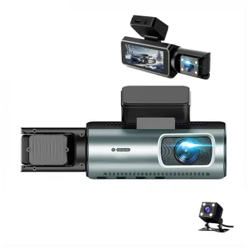 Carhatke Triple Channel 1080P Dash Cam for Cars &ndash; Front, Cabin & Rear Camera with Loop Recording