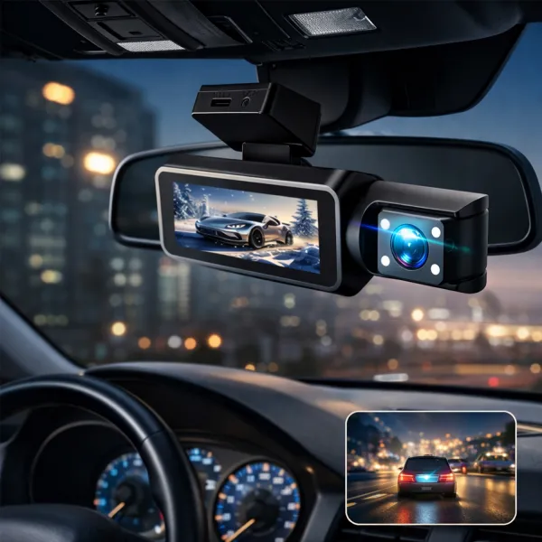 Carhatke Triple Channel 1080P Dash Cam for Cars – Front, Cabin & Rear Camera with Loop Recording